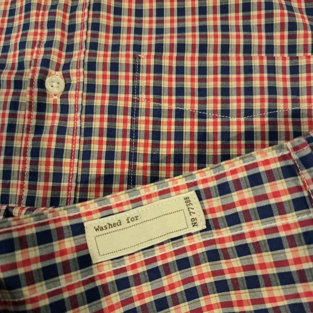 J. Crew men's medium slim stretch 98% organic cotton button down plaid shirt - Picture 7 of 14